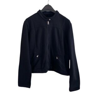 GREEN COTTON BY GARNET HILL BLACK BOMBER ZIP UP JACKET SIZE MEDIUM